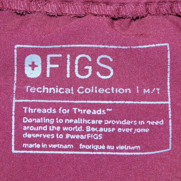 Figs High Waisted Zamora Jogger Scrub Pants | Burgundy | VGUC | Med Tall - Picture 7 of 9